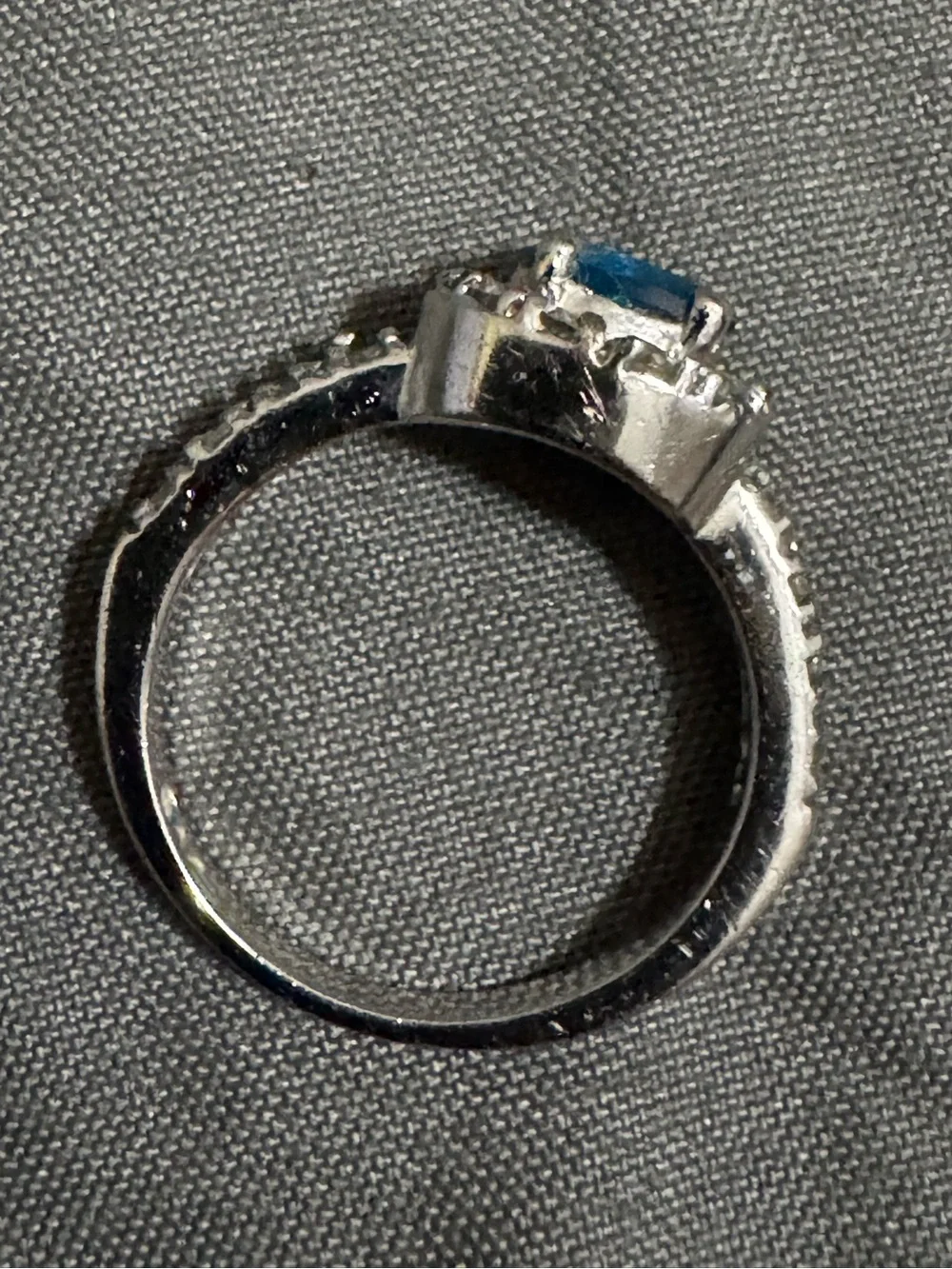 Vintage EDCO Silver Tone Blue CZ Halo Ring Size 5 Statement Cocktail